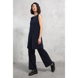 Cop Copine Cadeby Sleeveless Navy Tunic Top Size 40 Front Back Slit